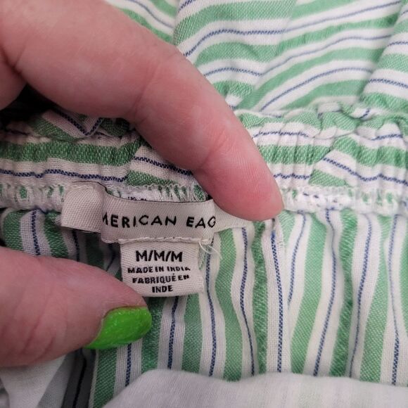AMERICAN EAGLE‎ green stripe ruffle strapless tube top mini dress M - Picture 5 of 11